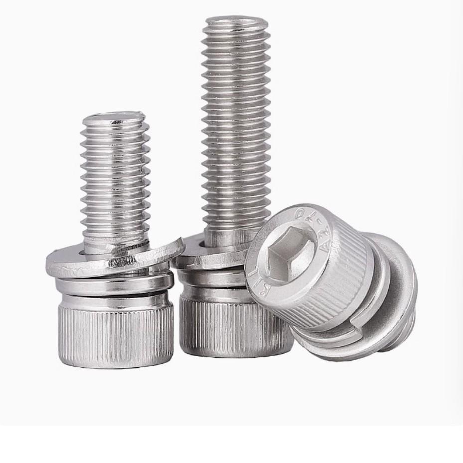 LINK CNC M3 304 Stainless Steel Hex Socket Screw Set with Flat and Spring Washers