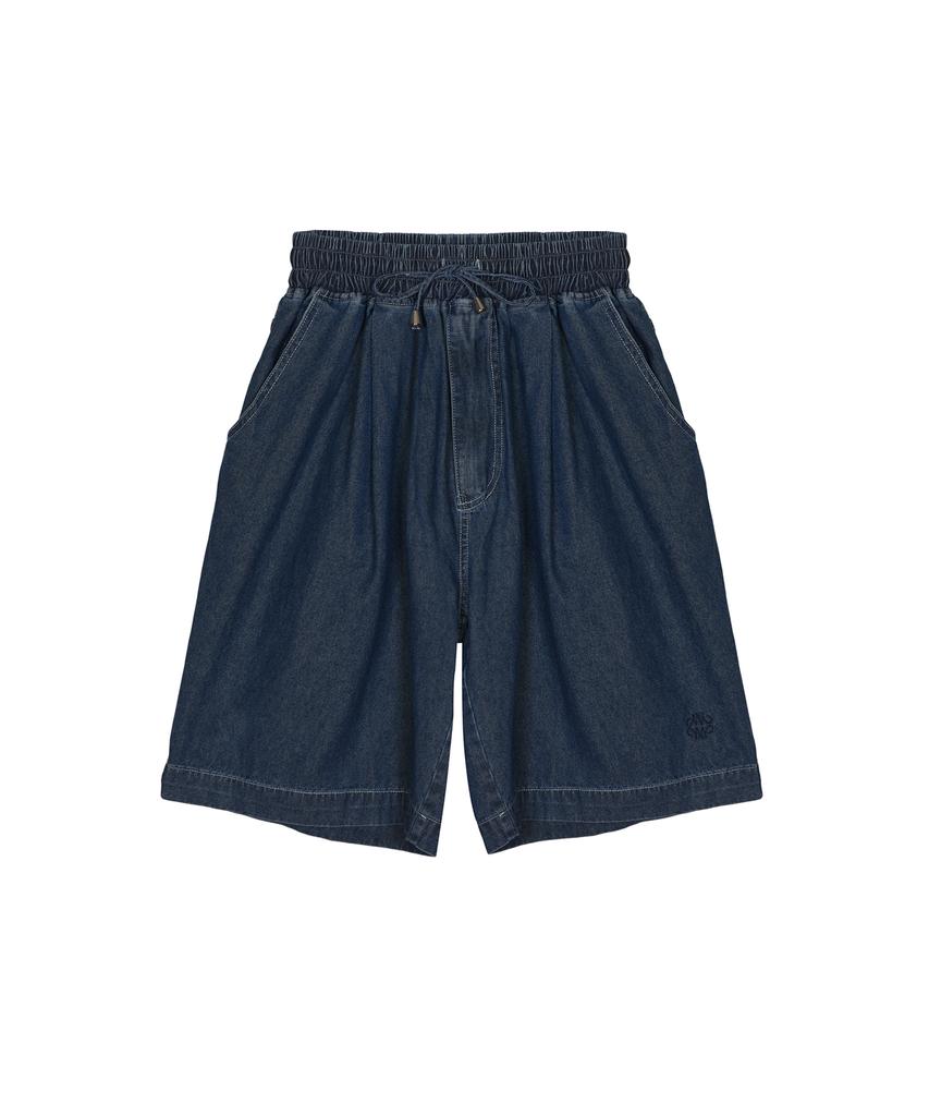 Nigaennikol Washed Banding Burmuda Denim Pants_Blue