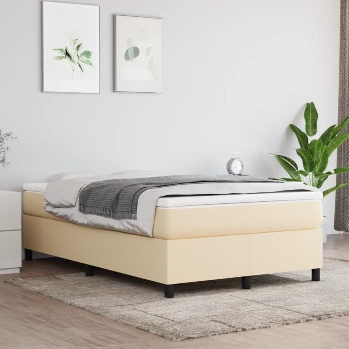 3144412 vidaXL Lit à sommier tapissier avec matelas Crème 120x200 cm Tissu
