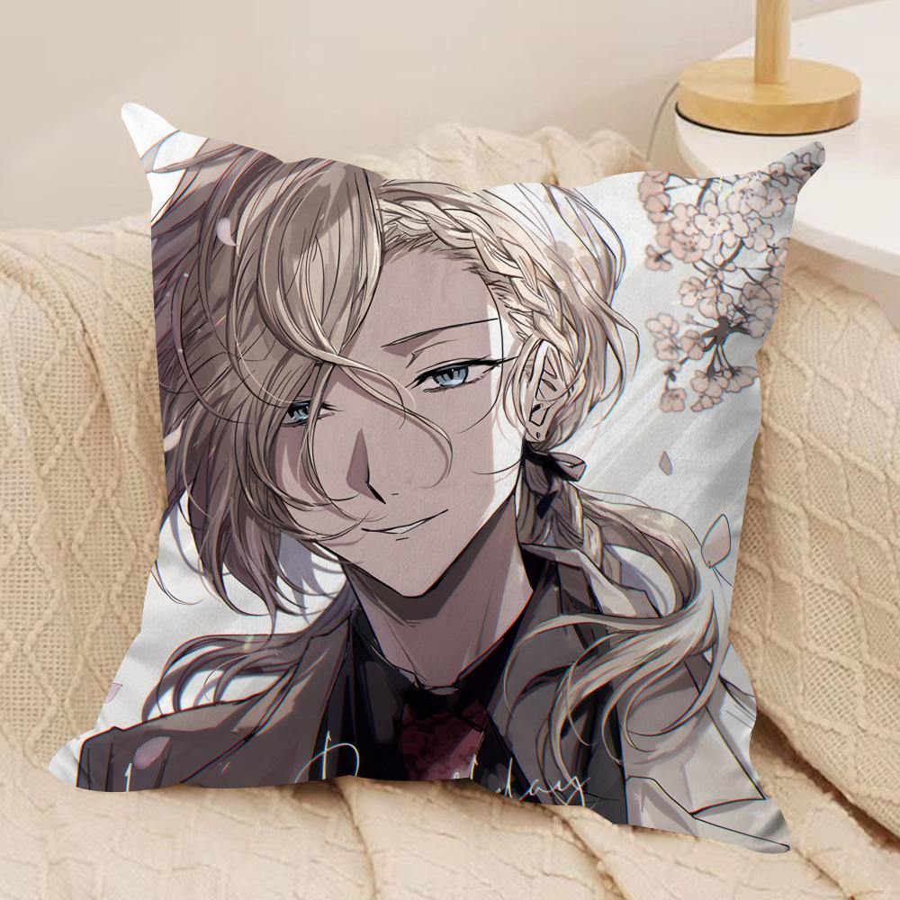 Bungo S-Stray Dogs Anime Cushion Cover Silky Short Plush Invisible Zipper Dustproof Sofa Pillow Case For Home Decor