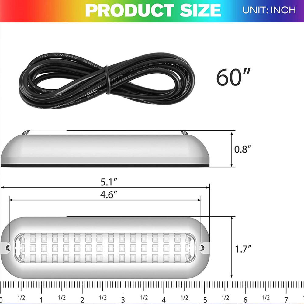 2pcs Bule 42LED Marine Boat Transom Light Stainless Steel Underwater Lamp 2000LM