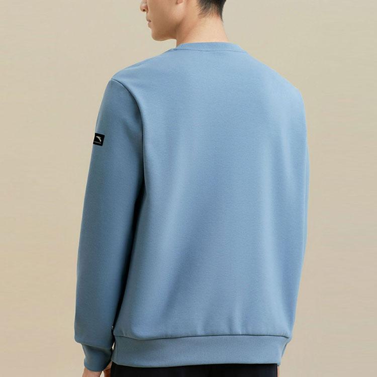 Anta Training Series Letter Round Neck Pullover Fleece Long Sleeve Sweatshirt Men Sweatshirt Ancient-Wall-Gray 152347710-2
