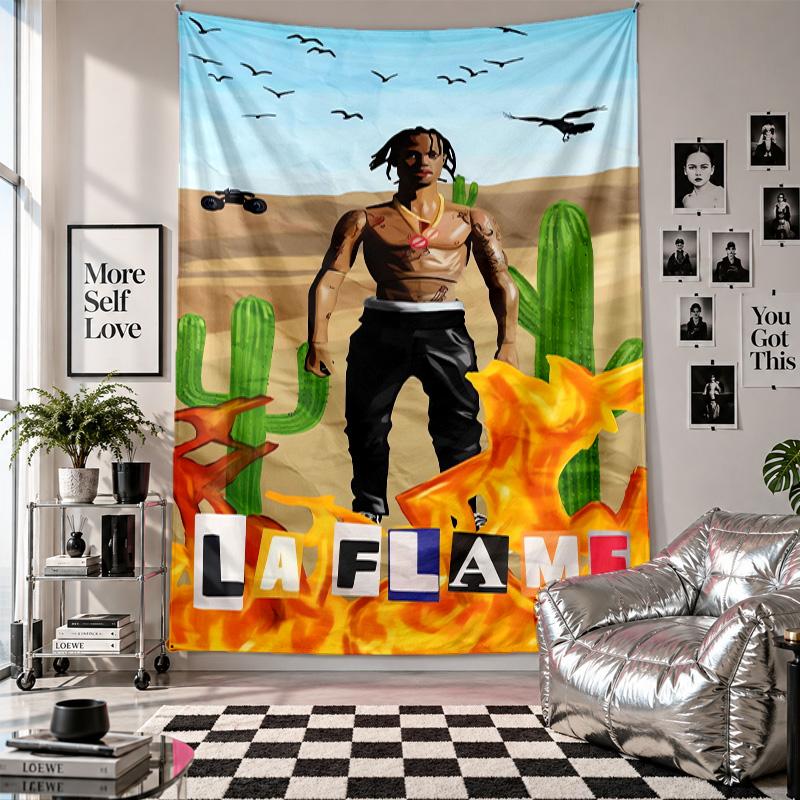 Wall TapestryTravis Scott Art Hanging Cloth Decorative Background Cover for Room Decoration