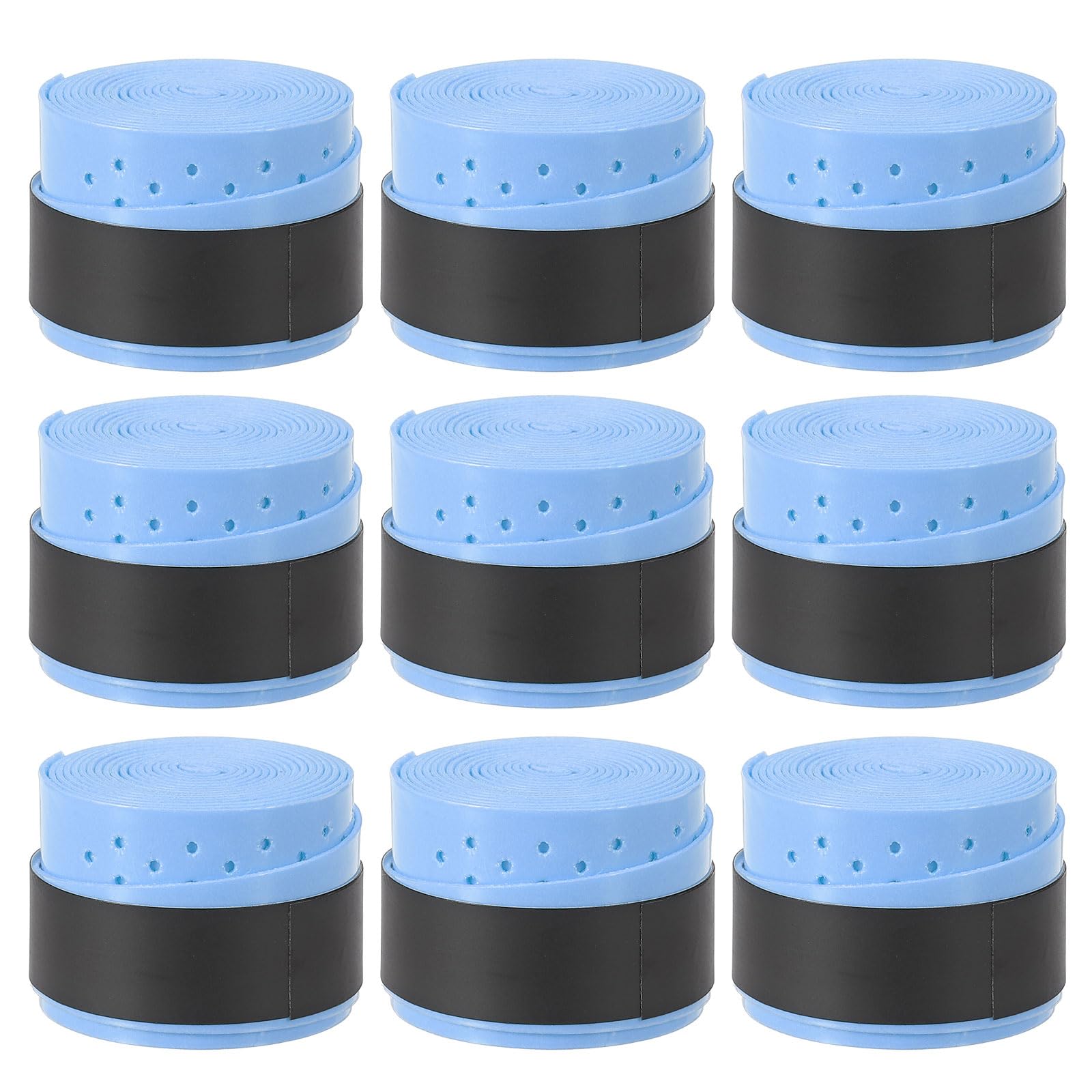 

PATIKIL Намотка на теннисную ракетку Овергрип для бадминтона и рыбалки Небесно-голубая лента 43,3 , 9 штук, Перфорированная, Впитывающая, Нескользящая, Удилища,