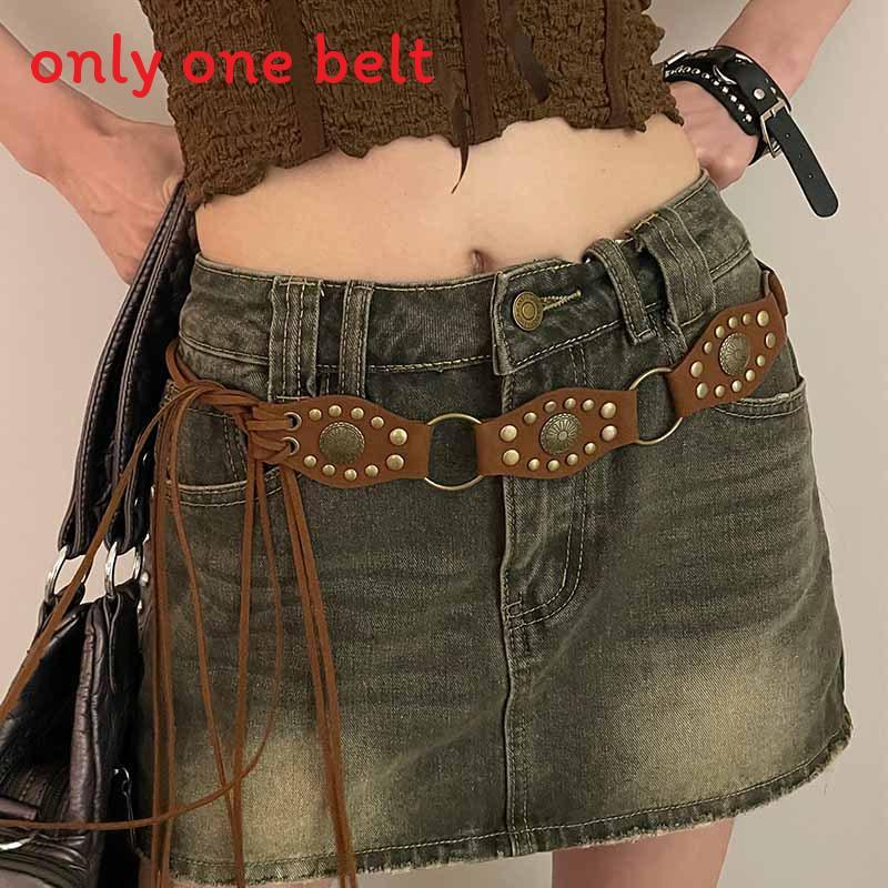 Cintura Boho Western con Borchie per Donna con Fibbia in Lega Accessori Stile Etnico