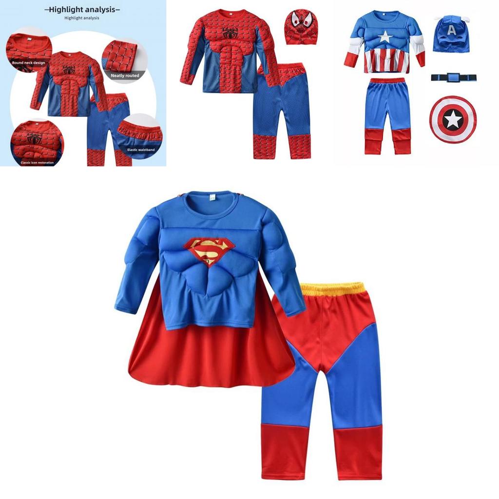 Set Costume Cosplay Bambini Spider Man Captain America Hulk Batman Superman Con Poliestere E Spandex Per Halloween E Spettacoli Teatrali
