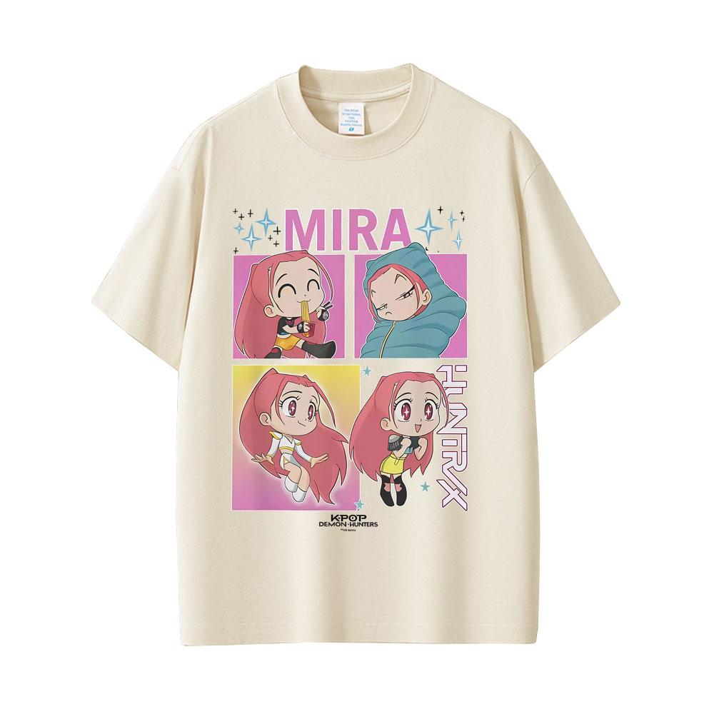 

Kpop Demon Hunters Rumi Mira Zoey T Shirt Men Women Cartoon Casual Cotton T-shirt Man Oversized Short Sleeve T-shirts Streetwear 4XL