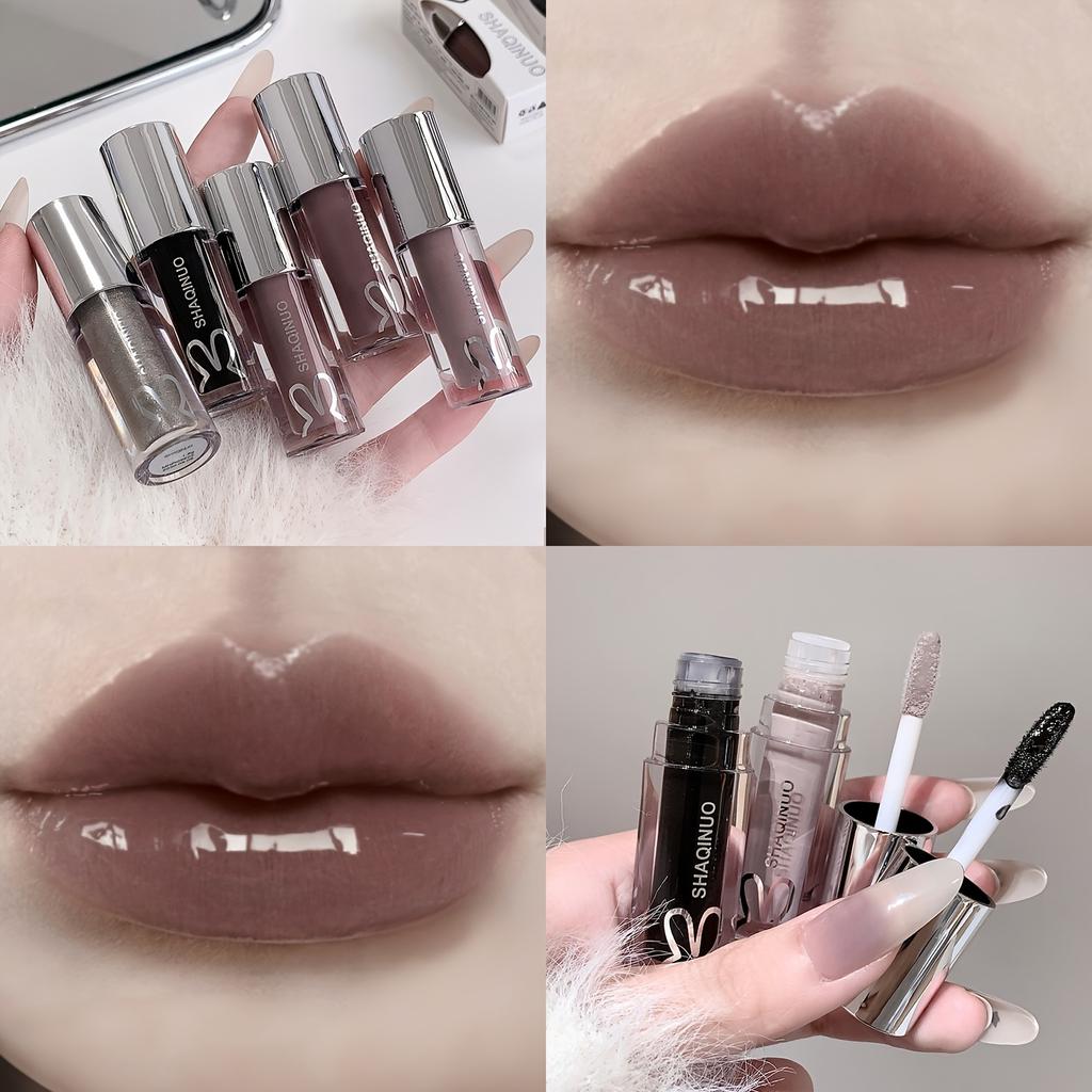 Soft and Lightweight Lip Gloss, Smoky Mirror Lip Glaze, Shimmering Glass Lip Gloss, Hydrating Watery Lip Gloss Lip Makeup Gift