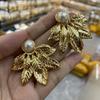 New Chinese Style Light Luxury Temperament Design Personalized Earrings Literary Earrings High-End Leaf Stud Earrings