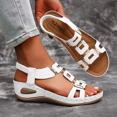 Sandali con zeppa platform taglia grande da donna, ciabatte da spiaggia leggere in metallo traforato con suola spessa