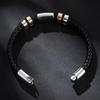New Style Personalized and Trendy Mens Cool Simple Leather Glossy 4 Ring Bracelet