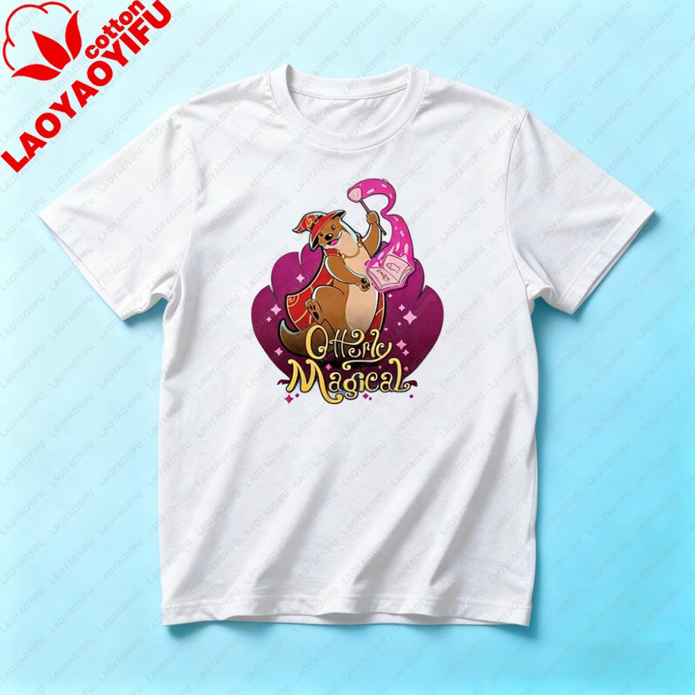 Otterly Magical T-Shirt Funny Cute Enchanter Otter Creative Design Tshirt Unique Magic Enthusiast Shirt Menunisex Fashion Tops