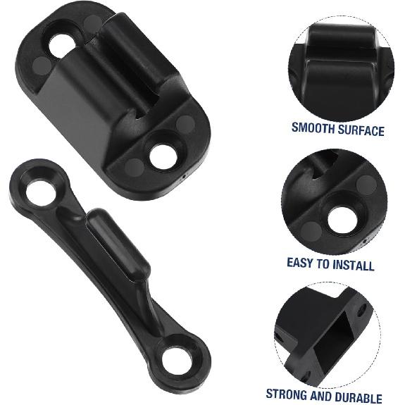 2pcs RV Door Holder Black T-Shaped Nylon Retainer Kit Camper Door Latch Stop Catch for RV Motorhome Trailer Easy Installation Accessories