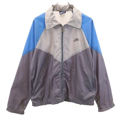 80s Navy Blue Tag Vintage Track Jacket M Gray Windbreaker Men's Used
