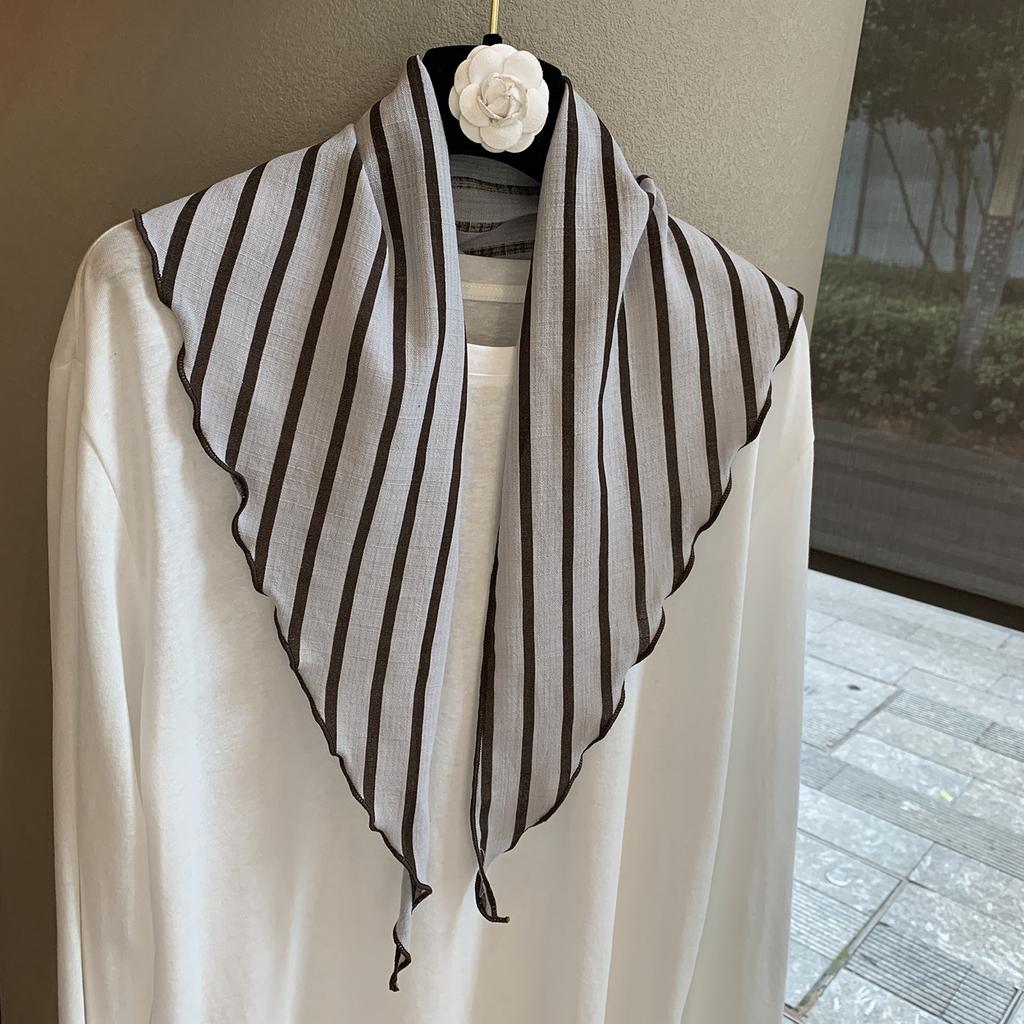 Striped premium outer shawl vertical strip versatile simple triangle scarf with silk scarf shading breathable triangle scarf