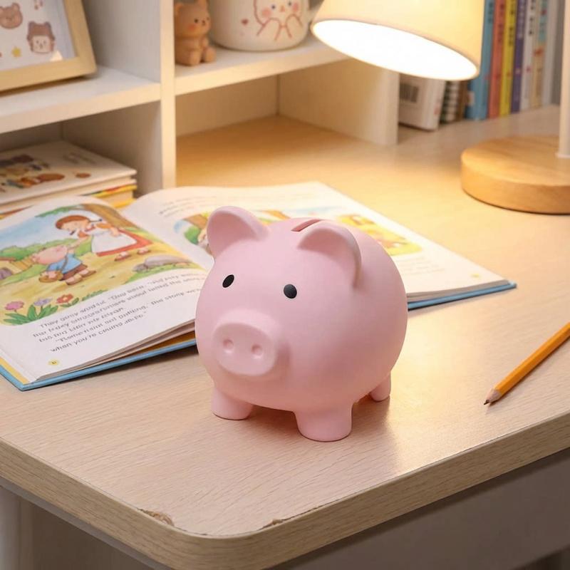 Cartoon Pig Silicone Piggy Bank Shock-Resistant Savings Jar with Easy Access Children's Financial Literacy Toy
