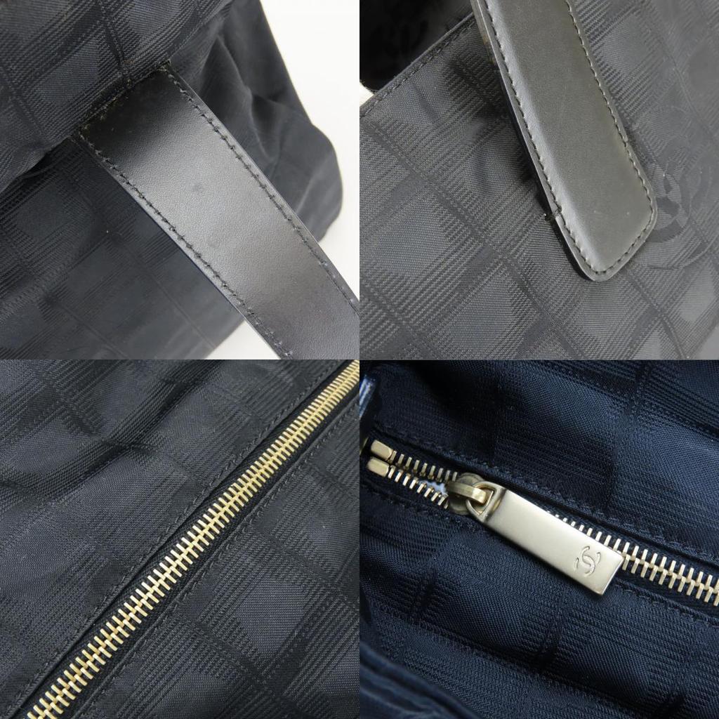 Used CHANEL Tote Bag New travel line COCO Mark Jacquard nylon/leather black 9th