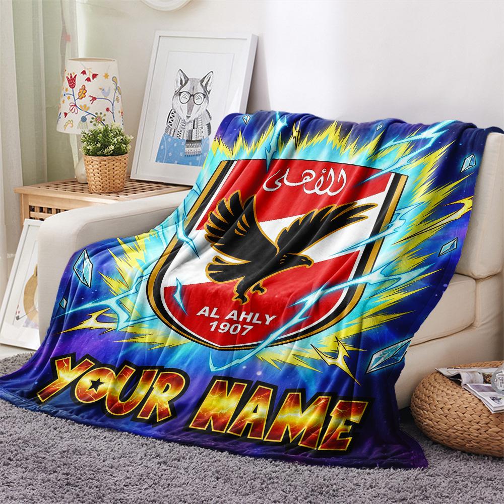 Custom Name Al Ahly SC2 Flannel Blanket, High Quality Comfortable for All Seasons, Home Decor, Warmth and Comfort