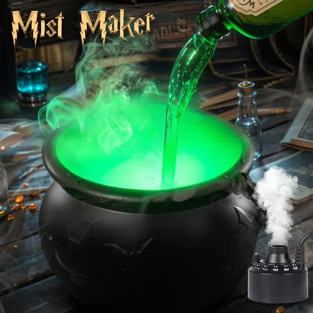 Halloween Decorations Indoor - Witch's Cauldron With Magical Bottles & Fog Maker, Floating Potion DIY, Party Decoration, Halloween Party Decor 50ml