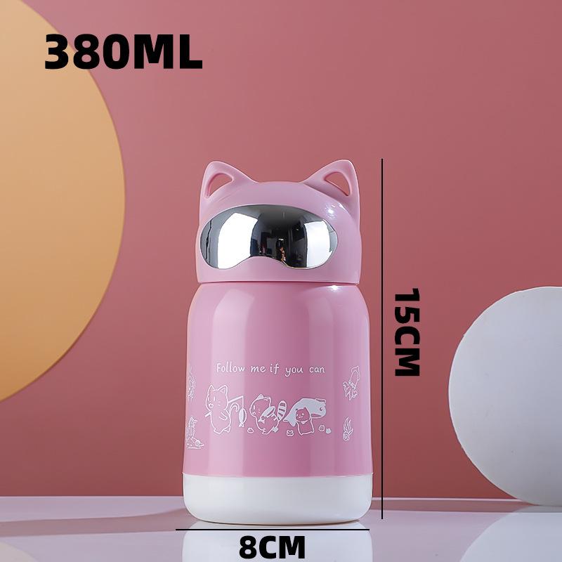 

Creative Cat Double-Layer Glass Cup – Cute Gift for Students and Kids 380ml [Customizable] рожевий