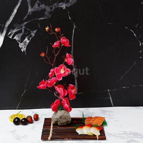 plate tray beauty seafood Sushi Decorating Flowers tree Plants Artistic Conception Decorating Ornament Creative Peach blossom