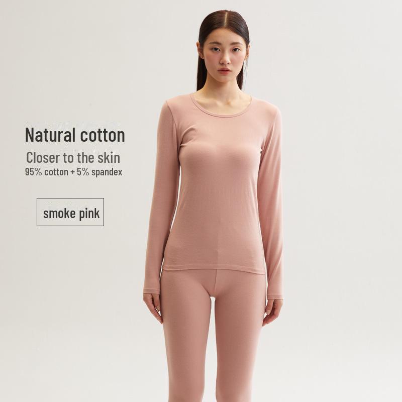 Men's and Women's Skin-Friendly Thermal Underwear Suit - Pure Cotton, Solid Color, Thin Design, Antibacterial, Large Sizes, Autumn/Winter Wear