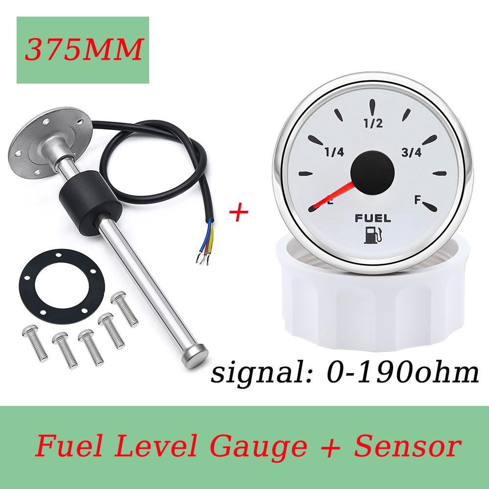 Universal Gasoline Fuel Meter for Car 12v 52MM Gauge Indicator 0-190ohm Stainless Steel Fuel Level Sensor with 7colors Backlight