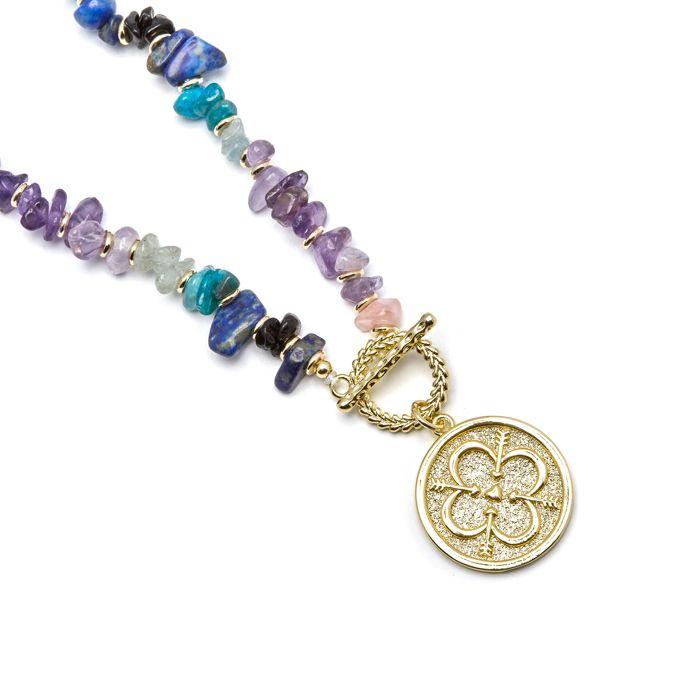 Collier Luxenter en Fluorite finie en or jaune 18 carats - Diri