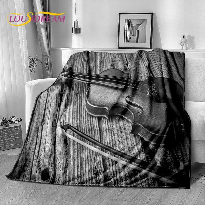 Coperta Morbida in Peluche Strumento Violino Classico Musica, Coperta in Flanella Coperta da Lancio per Soggiorno Camera da Letto Letto Divano Copertura da Picnic