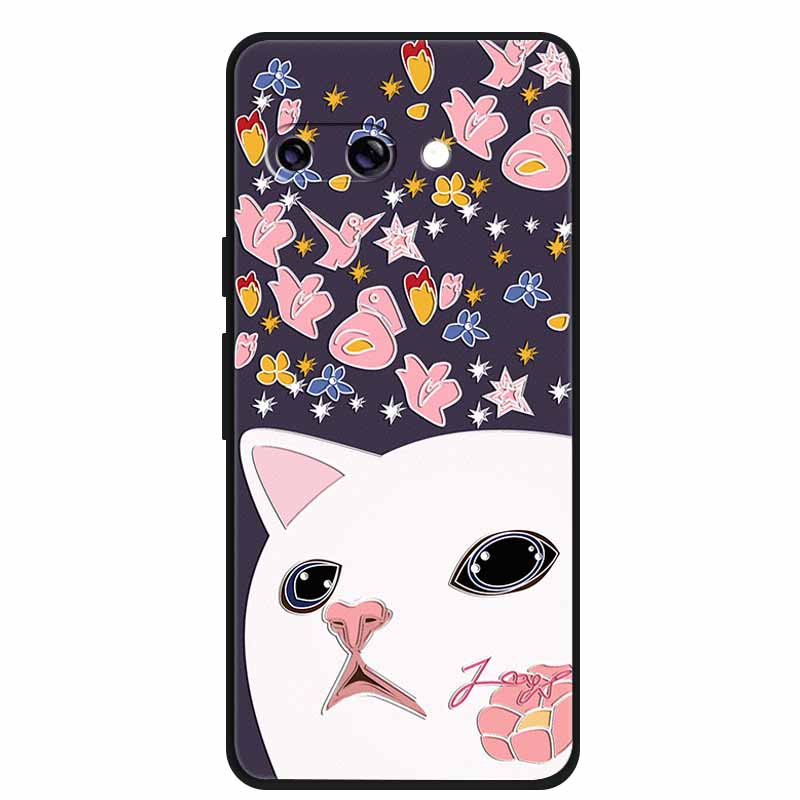 For Google Pixel 9A 5G Case 3D Relief Flower Emboss Soft Silicone various Flower Cartoon Cat Cover For Google Pixel 9a TPU Cases