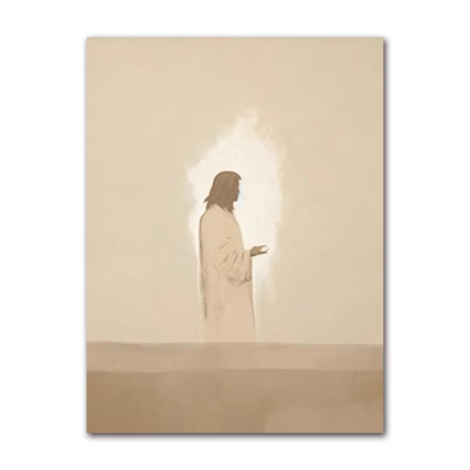 Sheep Kids Back Shadow Poster Print Canvas Printing Wall Art Picture for Living Room Nursery De Watercolor Christianity Jesus