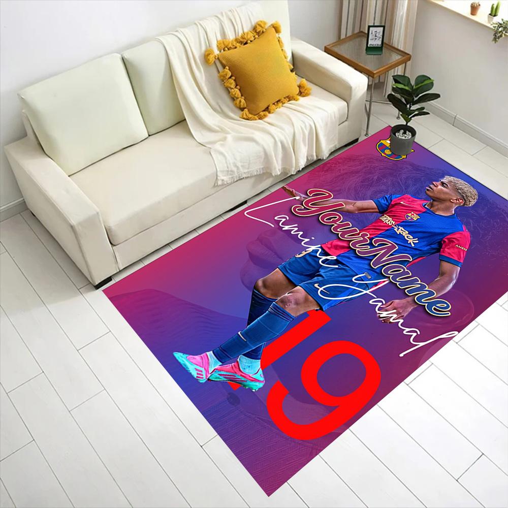 Green Sports Poster Design Customizable Name Area Rug Suitable for Bedrooms Hallway Entryway Outdoor Antislip Carpet Anime Office Decor