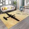 Aviator Theme Carpet Black Airplane Map Design Retro Compass Pattern Large Area Rug for Living Room Home Decor