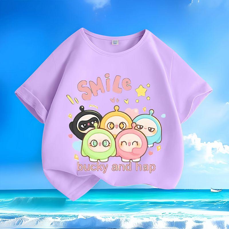 Children's Fashionable and Cute Cartoon T-shirts, Loose Round-neck Tops for Boys and Girls In Summer