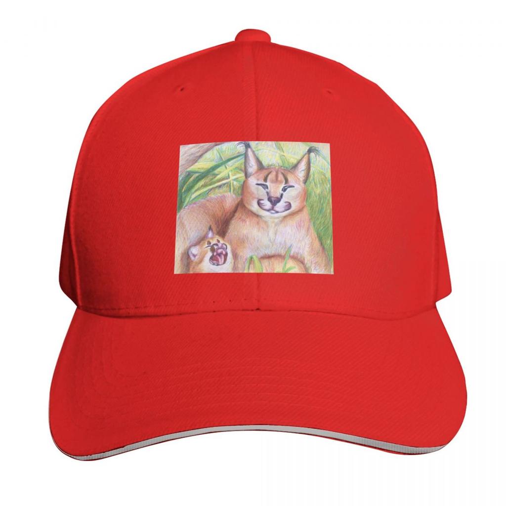 Happy Floppa Baby and Mom Caracals Baseball Cap Hood Rave Big Size Hat Anime Hat Womens Hats Unisexs