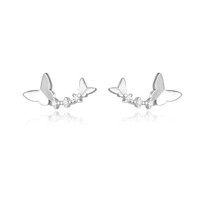 Mini Curved Double Butterfly Earrings Japanese and Korean Small and Versatile Earrings for Women