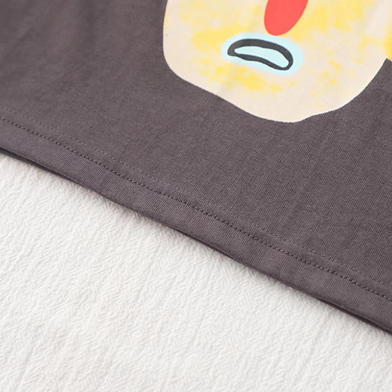 Boys' 2-Piece Cotton Set - Round Neck Cartoon T-shirt + Casual Striped Shorts - High-Quality Casual Outfit -S-XXL