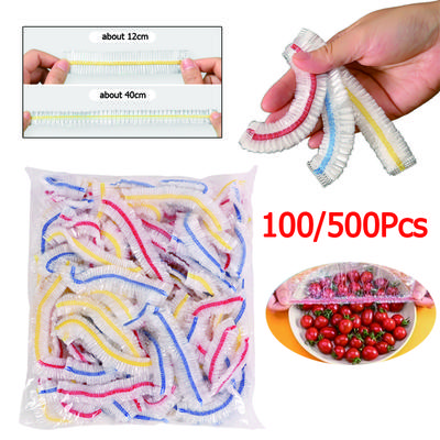 100/500Pcs Colorful Disposable Food Cover Elastic Plastic Wrap Food-grade Fresh-keeping Film Bag Thickened Disposable Bowl Cover