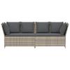 Garden Sofa with Cushions Light Grey Poly Rattan