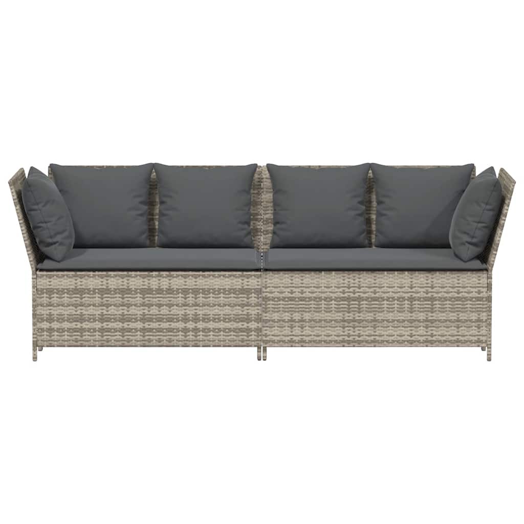 Garden Sofa with Cushions Light Grey Poly Rattan