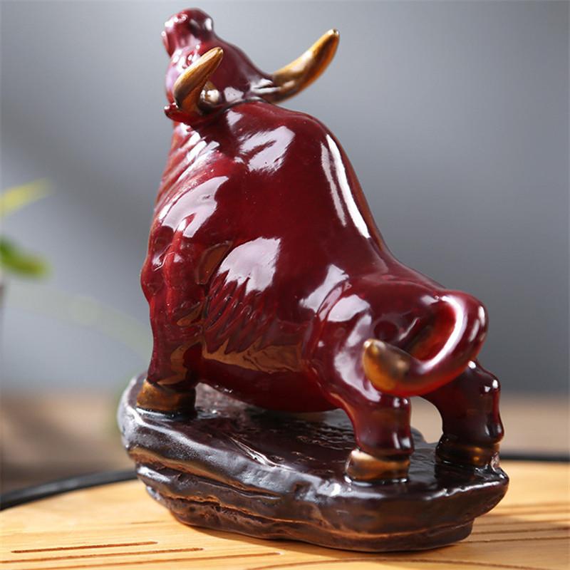 Ceramic Color-Changing Bull Tea Pet – Animal Ornament for Car, Office & Home Decor