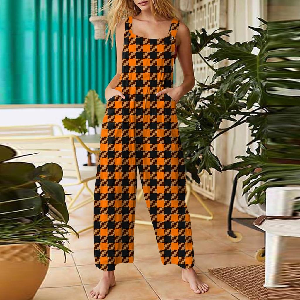 Women's Casual Jumpsuit Sleeveless Gradient Stripe Printed Cotton Jumpsuit