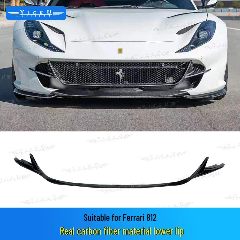 Fits Ferrari 812 N Models: Real Carbon Fiber Front Lip, Side Skirts, Center Lip, Rear Bumper Corners, Tail Wing Trim, Mirror Housings.