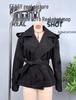 European and American Style Women's Solid Color Belted Short Jacket Windbreaker.