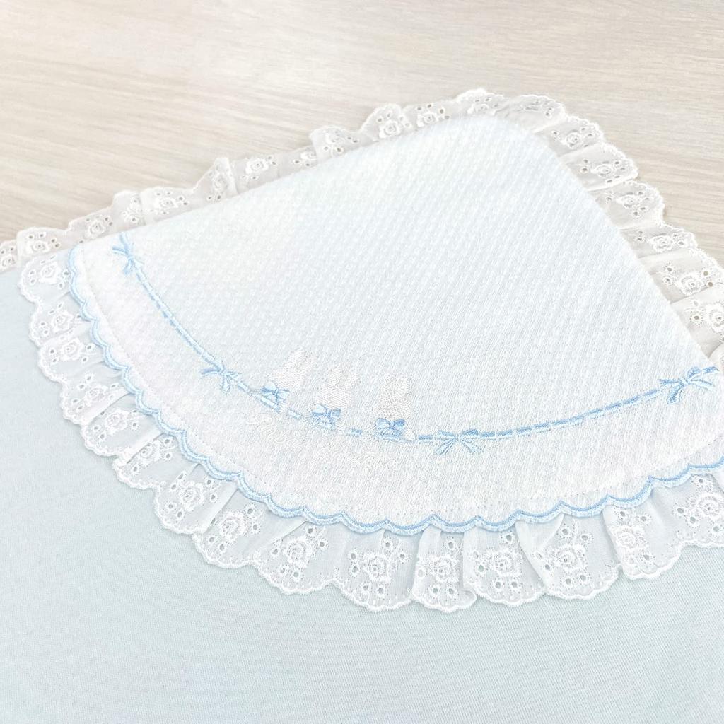 Swaddling Blanket Afghan Rabbit Stitch Sax Made In Japan