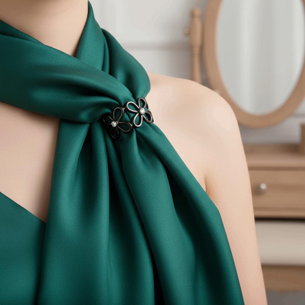 Crystal Scarf Buckle Flower Design Hijab Clip Fashion Shawl Rings Clip Versatile Application
