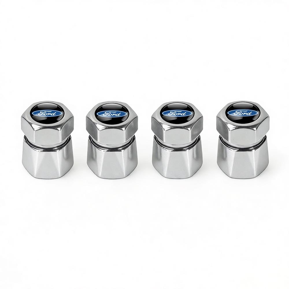 pdzh2 4Pcs Car Metal Wheel Valve Caps Covers Accessories For Ford Focus Kuga Mondeo Ranger Fiesta Mustang ST Shelby Fusion Edge Escape