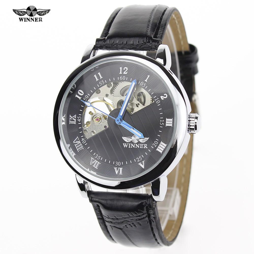 18 Colors Winner Men'S Fashion Business Casual Hollow Room Gold Strap, Manual Mechanical Watch