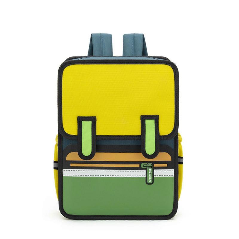 Children's 3D Designs Backpack Practical Oxford Fabric School Bag Book Bags For Primary School And Kindergarten Students  Yellow