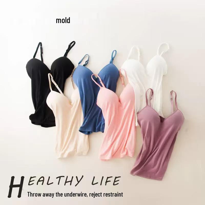 Plus-Size Women's Backless V-Neck Modal Camisole with Built-in Bra for Yoga